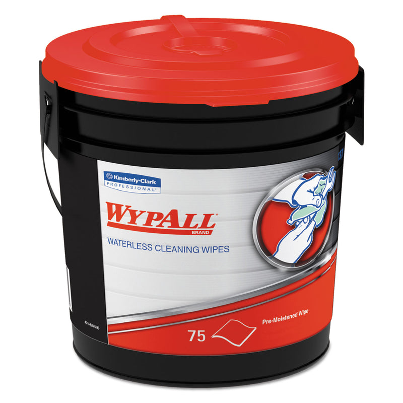 Wypall Waterless Hand Wipes, Cloth, 9 X 12, 75/Bucket, 6 Buckets/Carton - KCC91371CT
