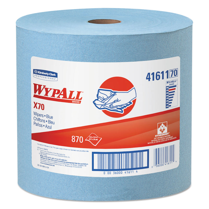 Wypall X70 Cloths, Jumbo Roll, 12 1/2 X 13 2/5, Blue, 870/Roll - KCC41611