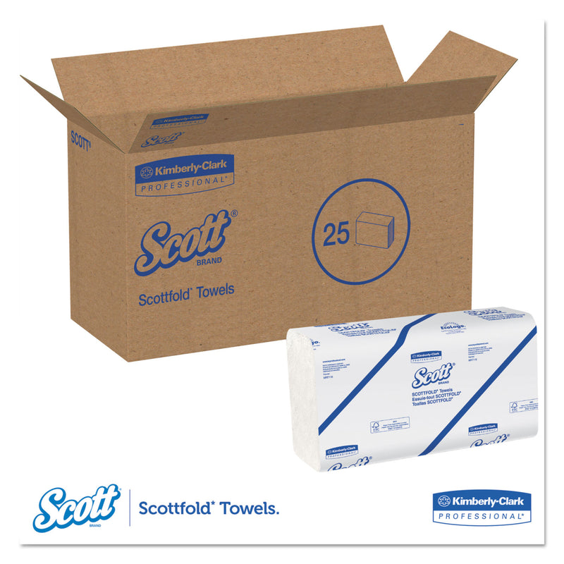 Scott Pro Scottfold Towels, 9 2/5 X 12 2/5, White, 175 Towels/Pack, 25 Packs/Carton - KCC01980