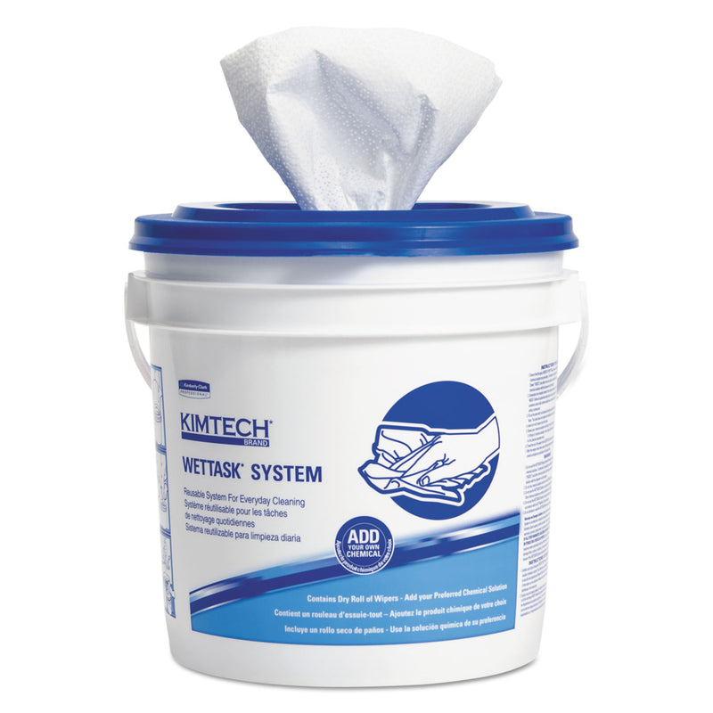 Kimtech Wettask System-Bleach/Disinfectant/Sanitizer W/Bucket,12X12.5, 90/Roll, 6Roll/Ct - KCC06411
