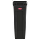 Rubbermaid Slim Jim Receptacle With Venting Channels, Rectangular, Plastic, 23 Gal, Black - RCP354060BK