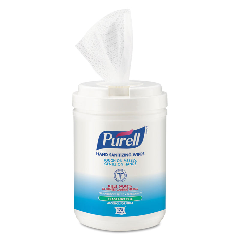Purell Hand Sanitizing Wipes Alcohol Formula, 6 X 7, White, 175/Canister, 6 Canisters/Carton - GOJ903106