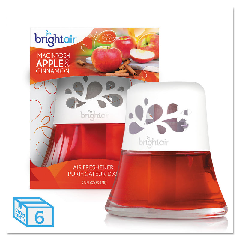 Bright Air Scented Oil Air Freshener, Macintosh Apple And Cinnamon, Red, 2.5 Oz, 6/Carton - BRI900022CT