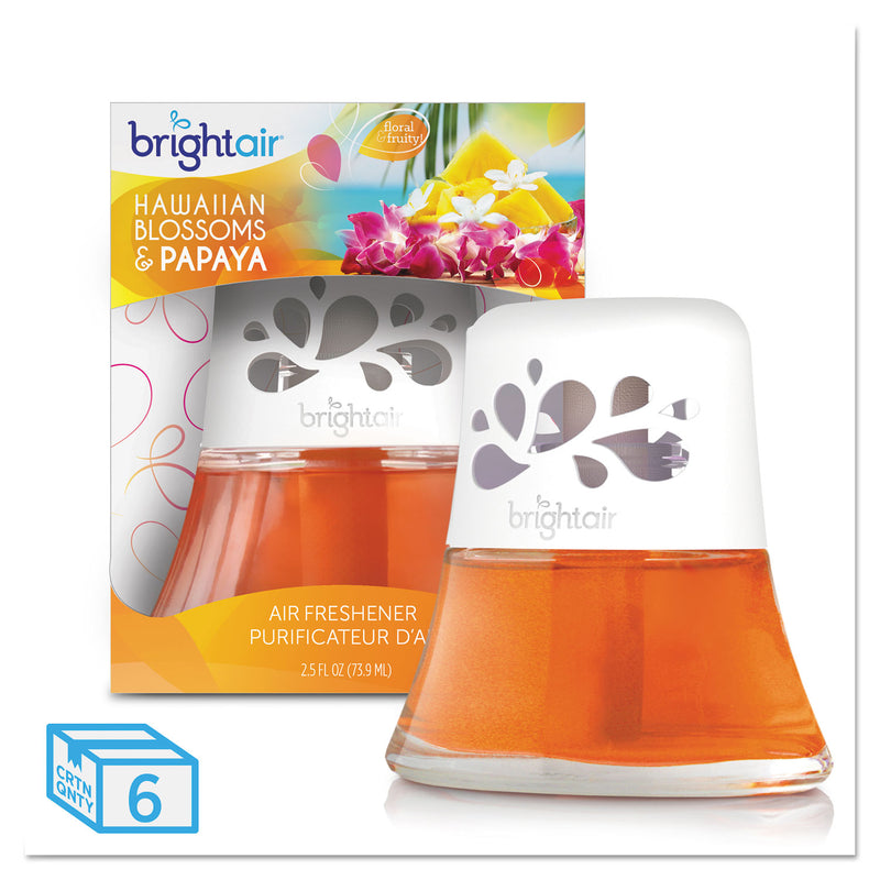 Bright Air Scented Oil Air Freshener, Hawaiian Blossoms And Papaya, Orange, 2.5 Oz, 6/Carton - BRI900021CT