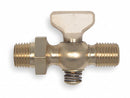 Apollo 1/4" Tee Air Cock, MNPT Hexagon Shoulder x MNPT, 80 psig Max. Pressure, Spring Bottom Type - 4119001