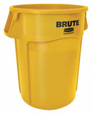 Rubbermaid 44 gal Round Trash Can, Plastic, Yellow - FG264360YEL