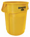 Rubbermaid 55 gal Round Trash Can, Plastic, Yellow - FG265500YEL