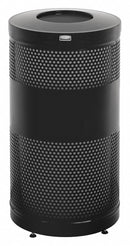 Rubbermaid 25 gal Round Trash Can, Metal, Black - FGS3ETBKPL