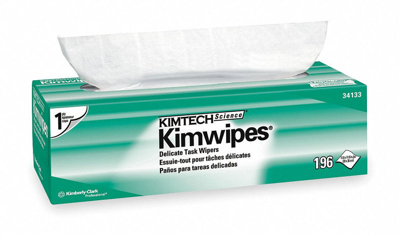 Kimtech Dry Wipe, KIMTECH SCIENCE KIMWIPES, 11-3/4" x 11-3/4", Number of Sheets 196, White, PK 15 - 34133