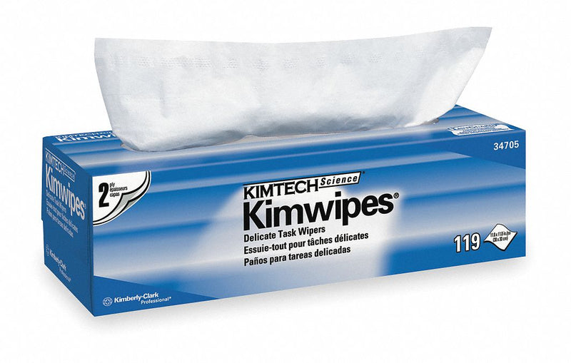 Kimtech Dry Wipe, KIMTECH SCIENCE KIMWIPES, 11-3/4" x 11-3/4", Number of Sheets 119, White, PK 15 - 34705
