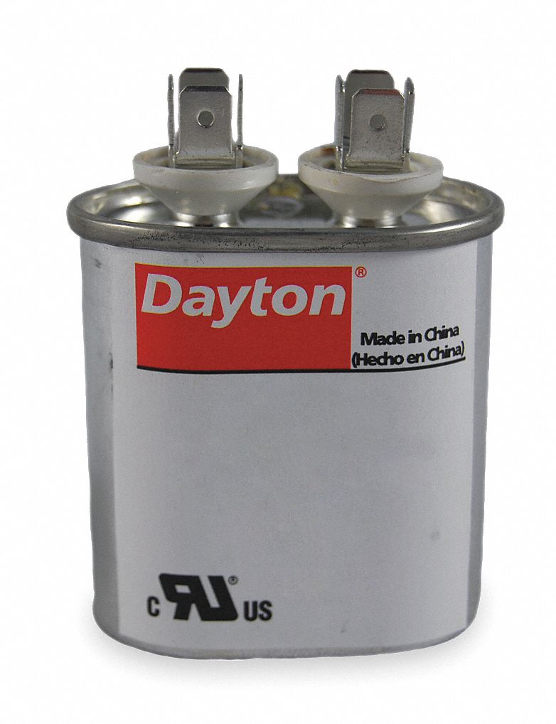Dayton Oval Motor Run Capacitor,15 Microfarad Rating,370VAC Voltage - 2MDV9