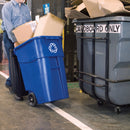 Rubbermaid 50 gal Rectangular Recycling Rollout Trash Can, Plastic, Blue - FG9W2773BLUE