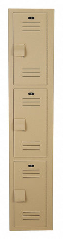 Bradley Beige Wardrobe Locker, (1) Wide, (3) Tier Openings: 3, 12 in W X 12 in D X 60 in H - LK1212603HV-202
