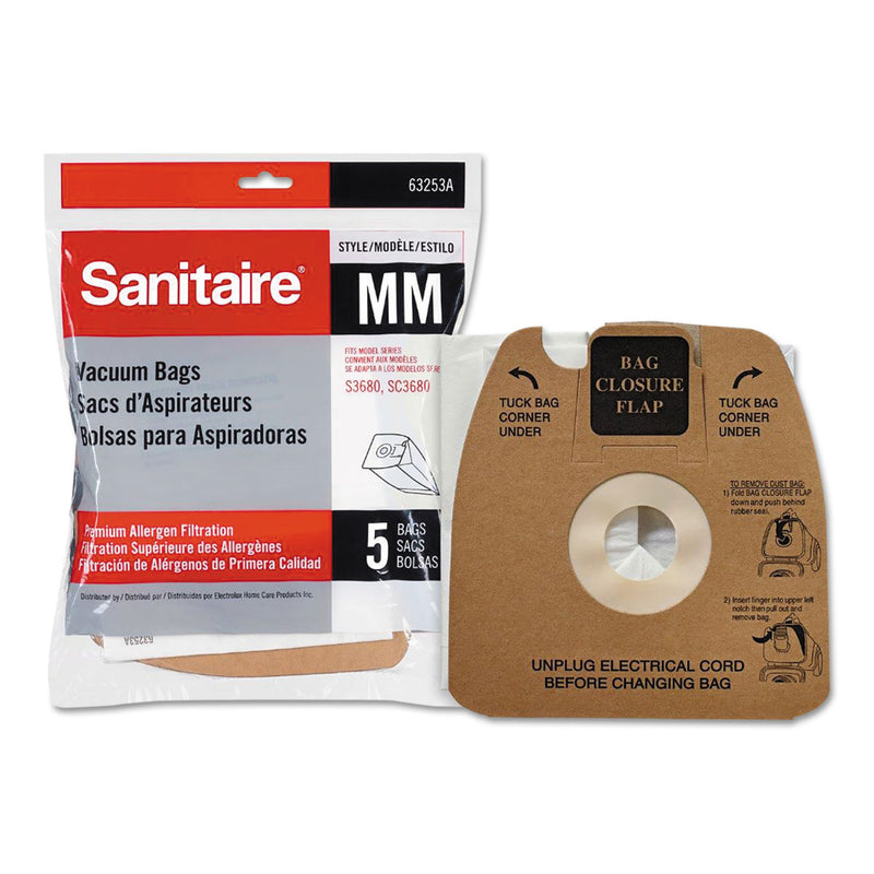 Sanitaire Style Mm Disposable Dust Bags W/Allergen Filter For Sc3683A/Sc3683B, 5/Pk - EUR63253A10