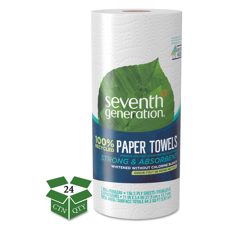 Seventh Generation 100% Recycled Paper Towel Rolls, 2-Ply, 11 X 5.4 Sheets, 156 Sheets/Rl, 24 Rl/Ct - SEV13722