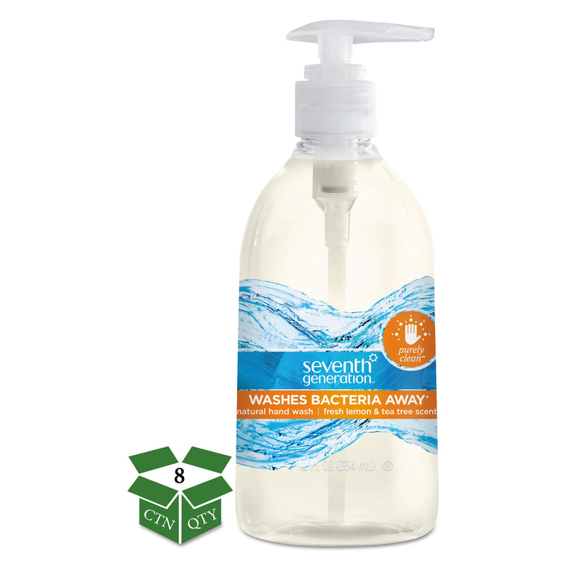 Seventh Generation Natural Hand Wash, Purely Clean, Fresh Lemon & Tea Tree, 12 Oz Pump Bottle, 8/Ct - SEV22924