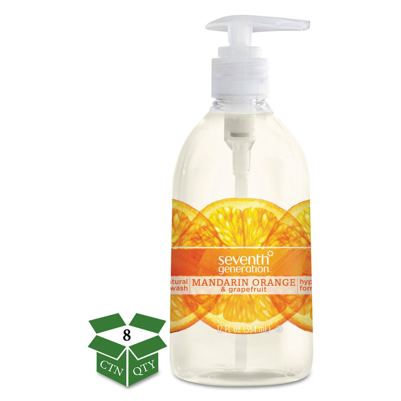 Seventh Generation Natural Hand Wash, Mandarin Orange & Grapefruit, 12 Oz Pump Bottle, 8/Carton - SEV22925CT
