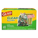 Glad Recycling Tall Kitchen Drawstring Trash Bags, 13 Gal, 0.9 Mil, 24" X 27.38", Clear, 45/Box - CLO78543