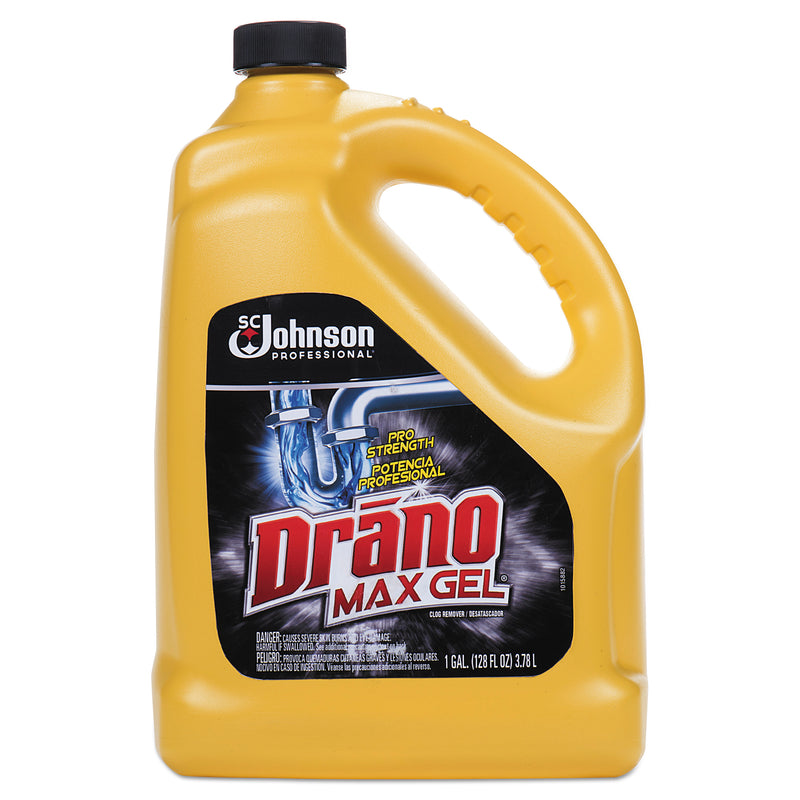 Drano Max Gel Clog Remover, Bleach Scent, 128 Oz Bottle, 4/Carton - SJN696642