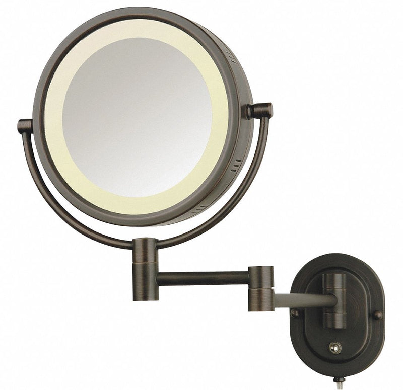 See All Industries Round Bronze Lighted Makeup Mirror, Corded Plugin - HLBZSA895
