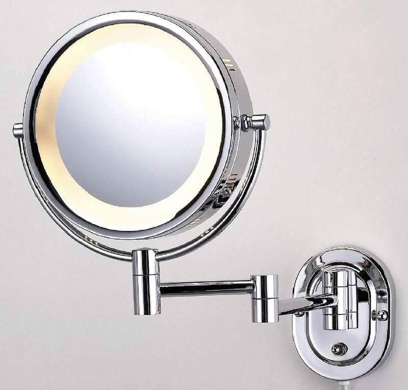 See All Industries Round Chrome Lighted Makeup Mirror, Corded Plugin - HLCSA895