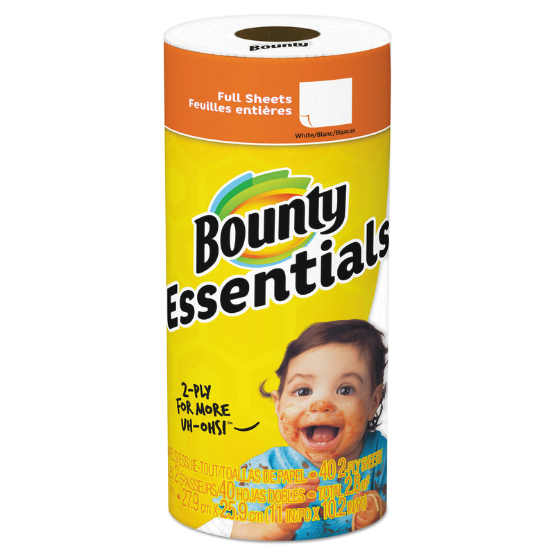 Bounty Essentials Paper Towels, 2-Ply, White, 10.2" X 11", 40 Sheets/Roll - PGC74657RL