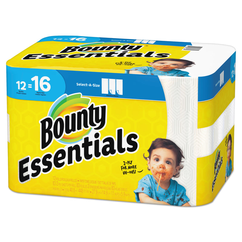 Bounty Essentials Select-A-Size Paper Towels, 2-Ply, 83 Sheets/Roll, 12 Rolls/Carton - PGC74682