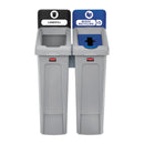 Rubbermaid Slim Jim Recycling Station Kit, 46 Gal, 2-Stream Landfill/Mixed Recycling - RCP2007914