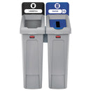 Rubbermaid Slim Jim Recycling Station Kit, 46 Gal, 2-Stream Landfill/Paper - RCP2007915