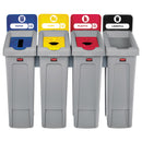 Rubbermaid Slim Jim Recycling Station Kit, 92 Gal, 4-Stream Landfill/Paper/Plastic/Cans - RCP2007919