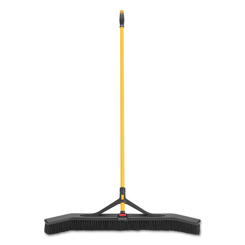 Rubbermaid Maximizer Push-To-Center Broom, 36", Polypropylene Bristles, Yellow/Black - RCP2018728