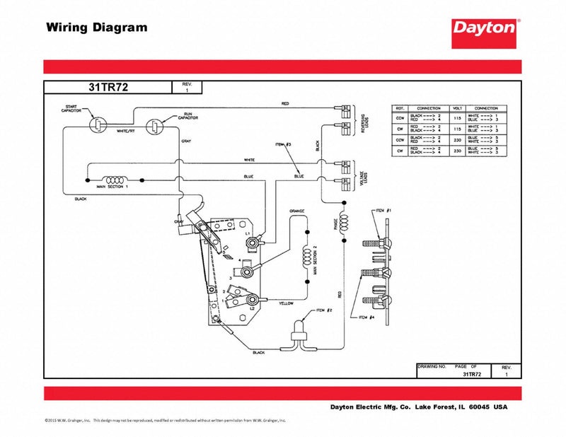 Dayton 3/4 HP, General Purpose Motor, Capacitor-Start/Run, 1725 Nameplate RPM, 115/208-230 Voltage - 119156