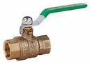 Top Brand Ball Valve, Lead-Free Brass, Inline, 2-Piece, Pipe Size 3/8 in, Connection Type FNPT x FNPT - 32H995