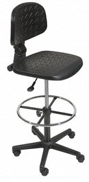 MooreCo Drafting Chair, Drafting Chair, Black, Plastic, 22 in to 32 in Nominal Seat Height Range - 34430