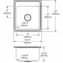 Elkay 19 1/2 in x 22 in x 10 1/8 in Drop-In Sink with Faucet Ledge with 16 in x 16 in Bowl Size - DLR2022103