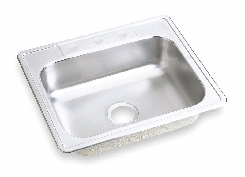 Elkay 25 in x 22 in x 6 9/16 in Drop-In Sink with Faucet Ledge with 15-3/4 in x 21 in Bowl Size - D125223