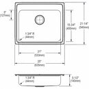 Elkay 25 in x 21 1/4 in x 5 1/2 in Drop-In Sink with Faucet Ledge with 21 in x 15-3/4 in Bowl Size - LRAD2521554