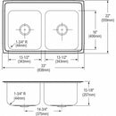 Elkay 33 in x 22 in x 10 1/8 in Drop-In Sink with Faucet Ledge with 16 in x 13-1/2 in Bowl Size - DLR3322103