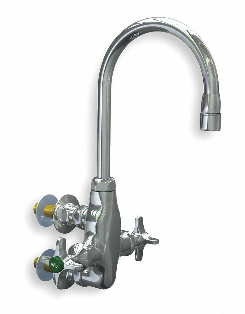Watersaver Gooseneck Laboratory Faucet, Cross Faucet Handle Type, 3.20 gpm, Chrome - L214-55WSA