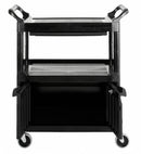 Rubbermaid Enclosed Service Cart, 200 lb. Load Capacity, HDPE, Black, Thermoplastic Rubber Caster Material - FG345700BLA