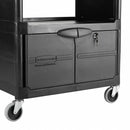 Rubbermaid Enclosed Service Cart, 200 lb. Load Capacity, HDPE, Black, Thermoplastic Rubber Caster Material - FG345700BLA