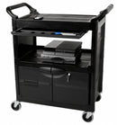Rubbermaid Enclosed Service Cart, 200 lb. Load Capacity, HDPE, Black, Thermoplastic Rubber Caster Material - FG345700BLA