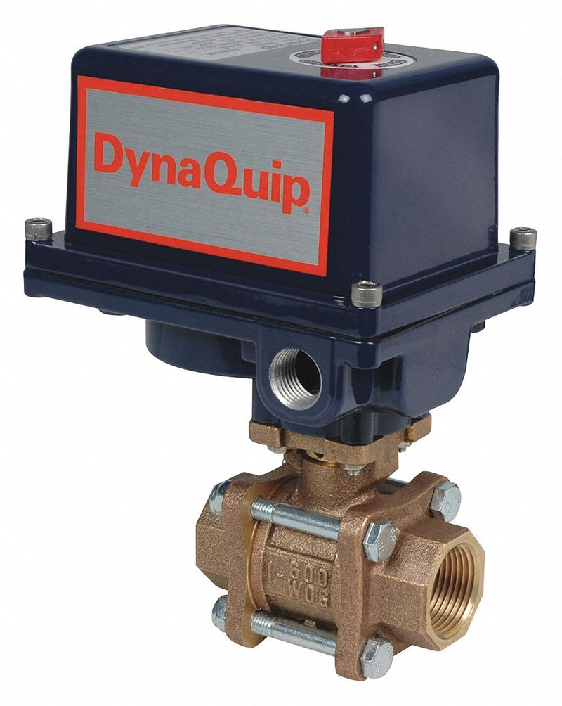 Dynaquip Bronze Electronic Actuated Ball Valve, 1 1/2 in Pipe Size, 120V AC Voltage - EVA67AME25