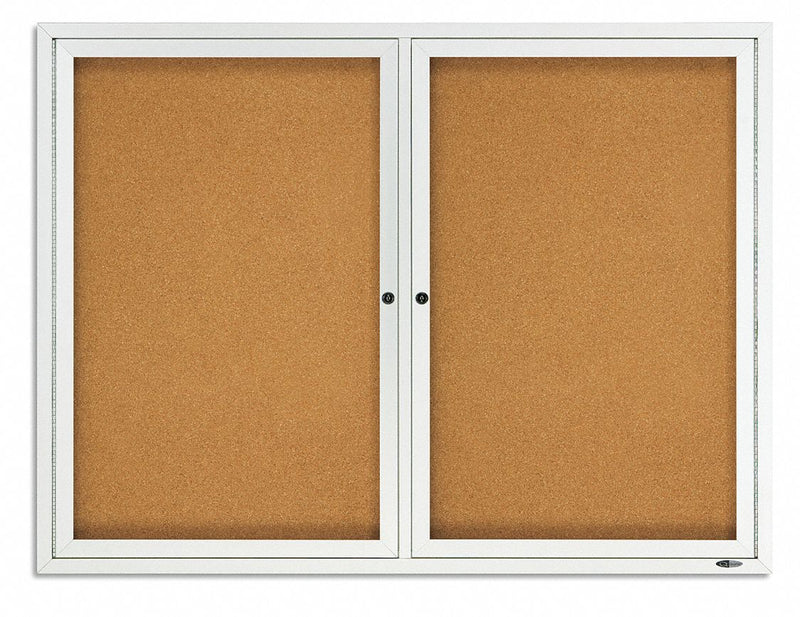 Quartet Push-Pin Outdoor Enclosed Bulletin Board, Cork, 36"H x 48"W, Natural - 2124GGS