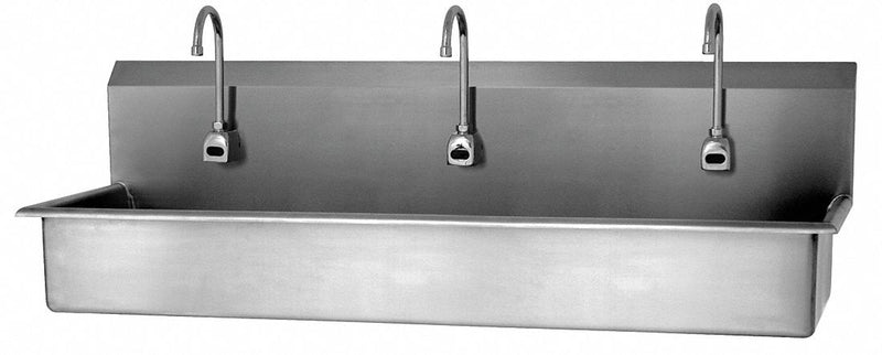 Sani-Lav Stainless Steel Wash Station, With Faucet, Wall Mounting Type, Stainless - 56WAL