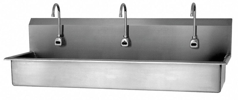 Sani-Lav Stainless Steel Wash Station, With Faucet, Wall Mounting Type, Stainless - 56WBL