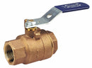 Nibco Ball Valve, Bronze, Inline, 2-Piece, Pipe Size 1 1/4 in, Connection Type FNPT x FNPT - T58570 1-1/4