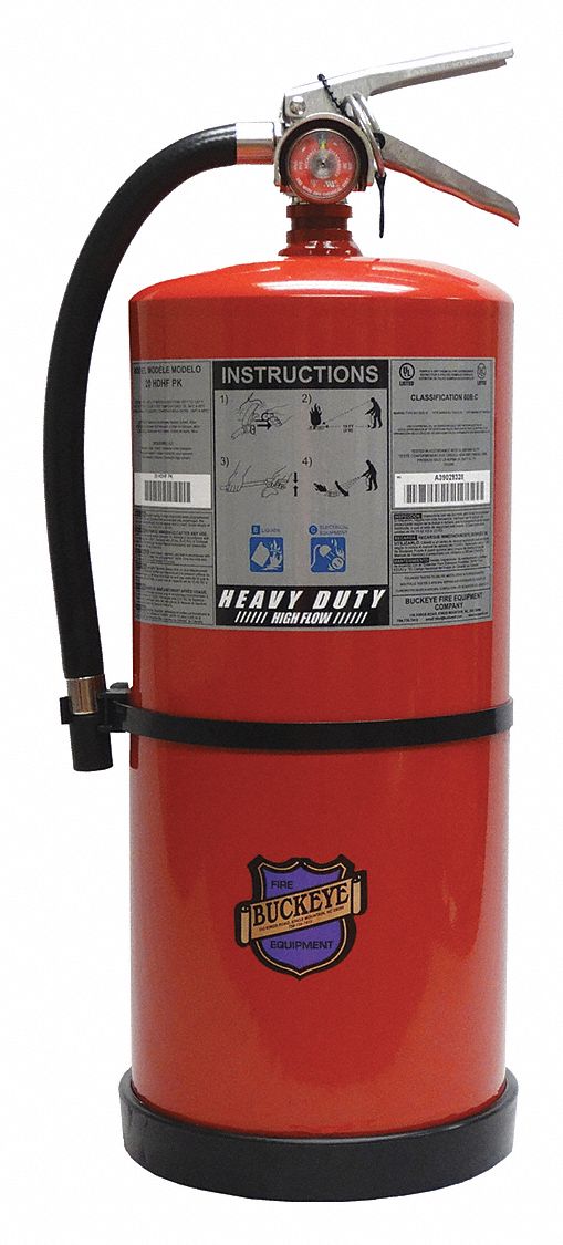 Buckeye Fire Extinguisher, Dry Chemical, Potassium Bicarbonate, 20 lb, 60B:C UL Rating - 12651