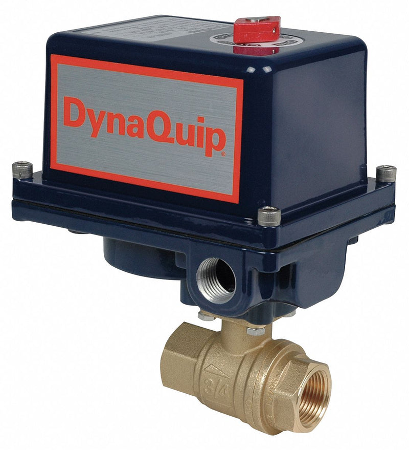 Dynaquip Lead Free Brass Electronic Actuated Ball Valve, 3/4 in Pipe Size, 12-24V AC/V DC Voltage - EHG24ATE20H