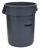 Rubbermaid 32 gal Round Trash Can, Plastic, Gray - FG263252GRAY